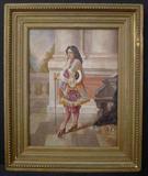 282 - Pair of Oil Paintings on Wood Panel, girl and French Scene.