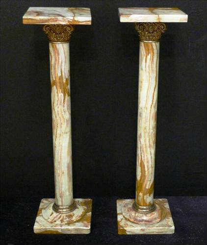 285 - Pair of Bronze and Onyx Pedestals, 42in. T.