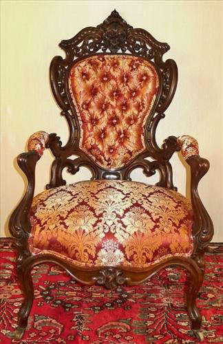 312 - Rosewood Laminated Rococo Arm Parlor Chair, Meeks, Stanton Hall Pattern, ca. 1855.