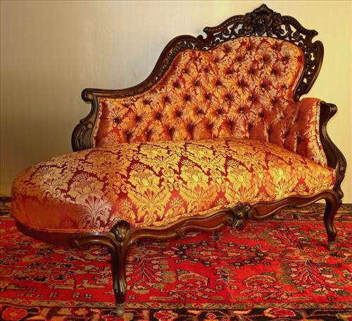 314 - Rosewood Laminated Rococo Recamier by Meeks, Stanton Hall Pattern.