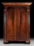 329 - Fine Classical Federal Mahogany Armoire with fitted interior, 94in. T, 68in. W, 29in. D. ca. 1830.
