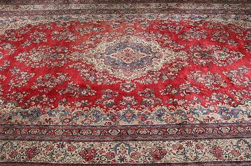 331 - Hand Made Wool Palace Size Persian Sarouk Rug, 12ft x 20ft, deep reds, beige and blue, great quality, ca. 1935.