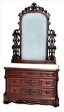 338 - Rosewood Marble Top Dresser with pierced carved mirror frame and crown, signed Thomas Brooks, ca. 1870.