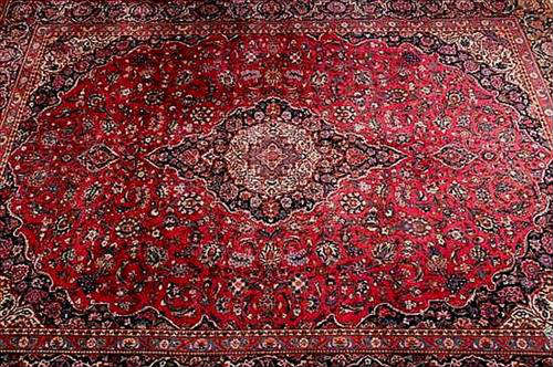 353 - Hand Made Wool Kashan Rug, 10ft 7in x 14ft, deep reds, ca. 1960.
