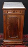 351 - Walnut Victorian Half Commode with marble, burl trim on door, ca. 1870.