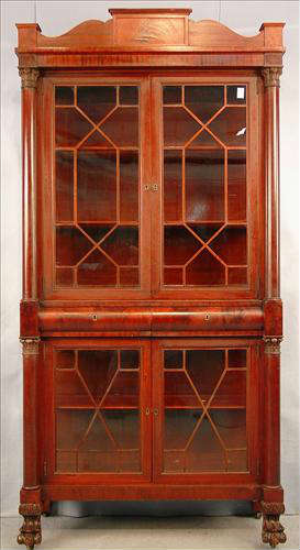376 - Empire Mahogany China Cabinet, 82in. T, 40in. W, 16in. D.