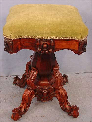 378 - Very Ornate Rosewood Organ stool, att. to Alexander Roux, ca. 1860.