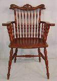 522 - Mahogany Arm Chair with dolphins carved on crown.
