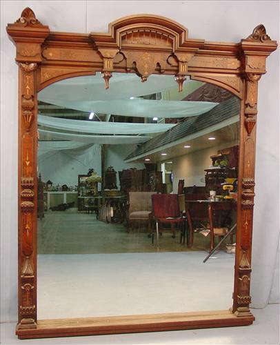 494 - Walnut Victorian Over the Mantle Mirror with gold sizing, great condition, made in N.Y., ca. 1875.