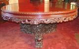 102 - Mahogany, English Import, Dining Table with dragon-carved base and apron, 70.5in. wide (will not take leaves), ca. 1900
