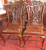 107 - Set of 6, 19th Century, Mahogany, Chippendale Dining Chairs with ball & claw feet