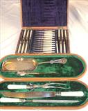 117-120 - 3pc. Carving Set; Victorian Crumb Knife; Victorian Cake Knife; 24-pc., Seafood Set