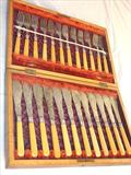 121 - Victorian, Set of 26 Knives & Forks with faux ivory handles, in original boxes