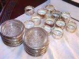 130 - Set of 12 Silver-plate Napkin rings & 8 Silver-plate Coasters