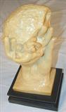 131 - Rosin Statue of God's Hand with Adam & Eve figures, signed A. Santini