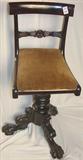 135 - Federal, Mahogany, Swivel Piano Chair with acanthus-carved, claw feet