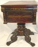137 - Federal, Mahogany, Philadelphia-made, Stenciled Work Table with acanthus-carved claw feet, 30in. tall, 19.75in. wide, 22in. deep