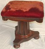 142 - Rosewood, Empire, Piano Stool with red velvet seat