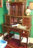 144 - Rosewood, French Writing Desk with bronze ormolu trim, 61.5in. tall, 39.5in. wide, 18in. deep, ca. 1890