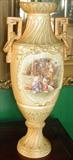 146 - English, Hand-painted, Handled, Portrait Vase, 22in. tall