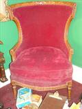 148 - French, Walnut, Exaggerated Winged-back Chair