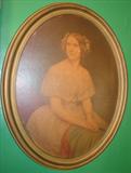 158 - Oil on board of Victorian Lady with flowers in her hair