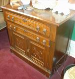 163 - Walnut, Eastlake Wash Stand with two top drawers