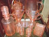 164 - Group of 21 pieces of Pink Depression Glass
