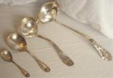 195 - Set of 4, Silver-plate, Victorian Ladles with grapes
