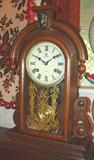 218 - Victorian Reproduction, Walnut Clock, made in Japan