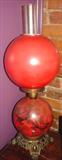 226 - Red, GWTW-type Lamp with replaced shade