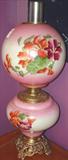 229 - GWTW Lamp, Pink with red flowers