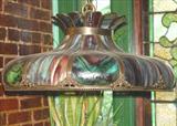 290 - Art Nouveau Hanging Slag-glass Lamp Shade