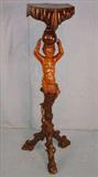102 - Mahogany pedestal figural base, draped top tree trunk base, 55in. T, 15in. Dia. top, ca. 1860.