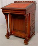 313 - Walnut Victorian Davenport desk with 4 drawers in end and lift top, 33in. T, 22in. W, 22in. D.