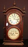 216 - Walnut Fashion double dial number two clock, dated 15, 1876, 31in. T, 15in. W, 5in. D.