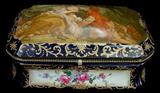 221 - Porcelain glove box, sevres style, hand painted, 6in. T, 11in. W, 7in. D.