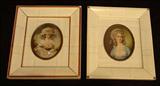 222 - Two paintings on ivory in ivory frames, 7in. T, 6in. W, ca. 1830.