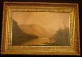 235 - 19th Century oil on canvas of landscape with deer in gold Victorian frame., ca. 1880's , 33in. T, 47in. W.