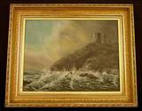237 - Oil on board of ocean costal scene, 14in. X 18in. Painting ca. 1879.