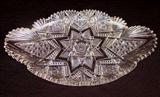 401 - Brilliant cut glass ice cream tray, beautiful design cut, 17in. L, 10in. Dia., ca. 1890.