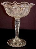 403 - Brilliant cut glass compote, largest one we ever sold, 13in. T, 10in. Dia.