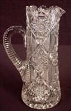 420 - Brilliant cut glass champagne pitcher with zipper and Russian cut, 10in. T, 6in. Dia.