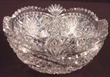 423 - Large brilliant deep cut glass bowl, 4in. T, 9in. Dia.