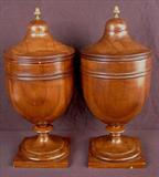 453 - Pair of mahogany knife boxes with wood lifts, 22in. T, 10in. W.