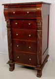 467 - Mahogany 5 drawer Federal lingerie chest, gadrooned on top and bottom, 45in. T, 25in. W, 23in. D