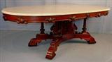 476 - Worlds largest walnut Victorian center table with gold sizing, original marble, original extra support, 31in. T, 96in. L, 46in. D.