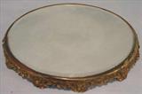316 - Victorian silver plate plateau mirror, bevel glass, 14in. Dia., ca. 1880