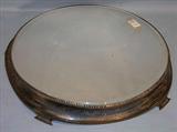 318 - Silver-plate Plateau mirror, open lace, 18in. Dia., ca. 1890.