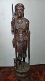 138a - Pair of 19th century Life Size carved mahogany figures of Hunter and Huntress, Hunter - 6 Ft. H. , 18 In. W.